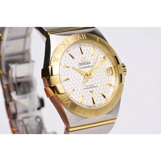  Omega-Constellation Co-Axial 38mm YG/SS White VSF Asia 8500