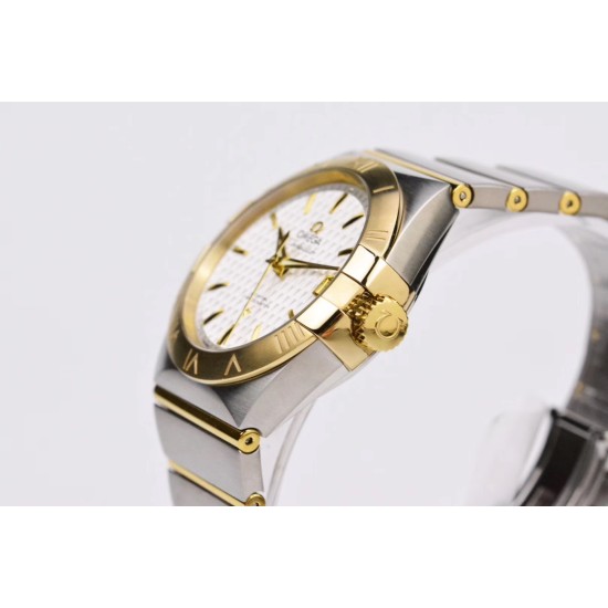  Omega-Constellation Co-Axial 38mm YG/SS White VSF Asia 8500