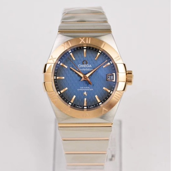  Omega-Constellation Co-Axial 38mm RG/SS Blue VSF Asia 8500