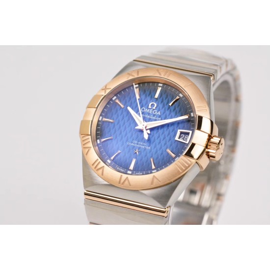  Omega-Constellation Co-Axial 38mm RG/SS Blue VSF Asia 8500