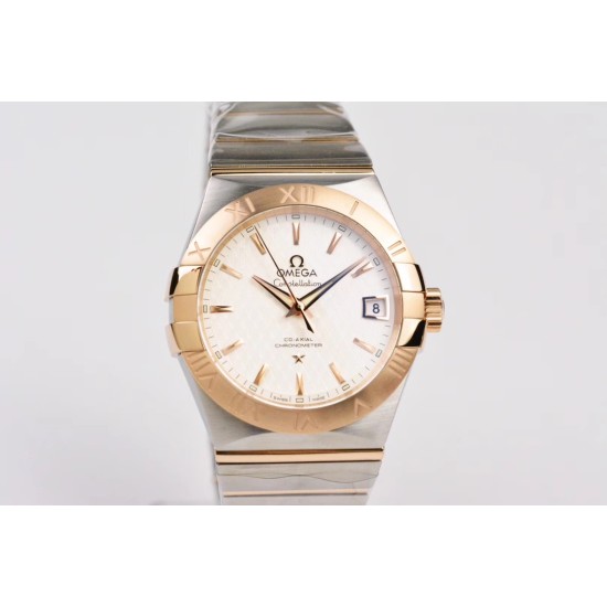 Omega-Constellation Co-Axial 38mm RG/SS White VSF Asia 8500