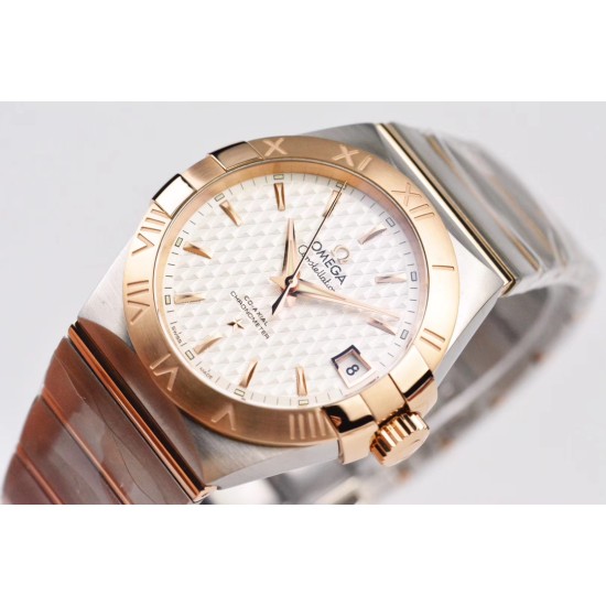  Omega-Constellation Co-Axial 38mm RG/SS White VSF Asia 8500