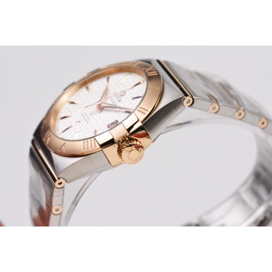  Omega-Constellation Co-Axial 38mm RG/SS White VSF Asia 8500