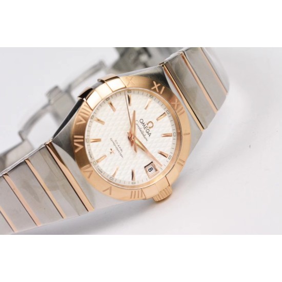  Omega-Constellation Co-Axial 38mm RG/SS White VSF Asia 8500