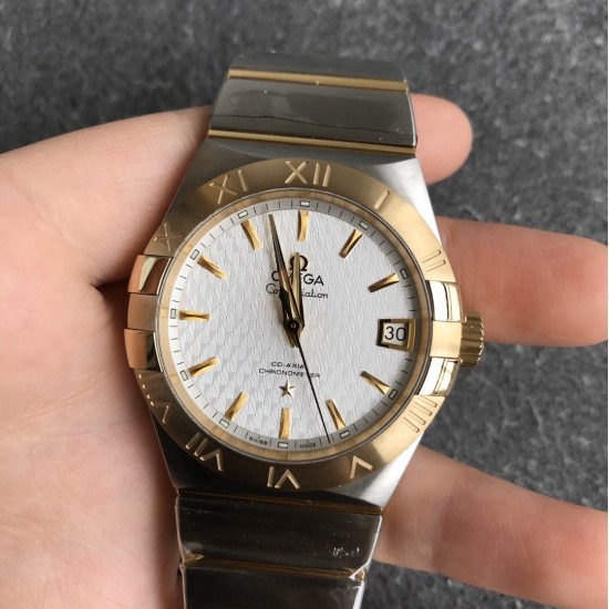  Omega-Constellation Co-Axial 38mm YG/SS White VSF Asia 8500
