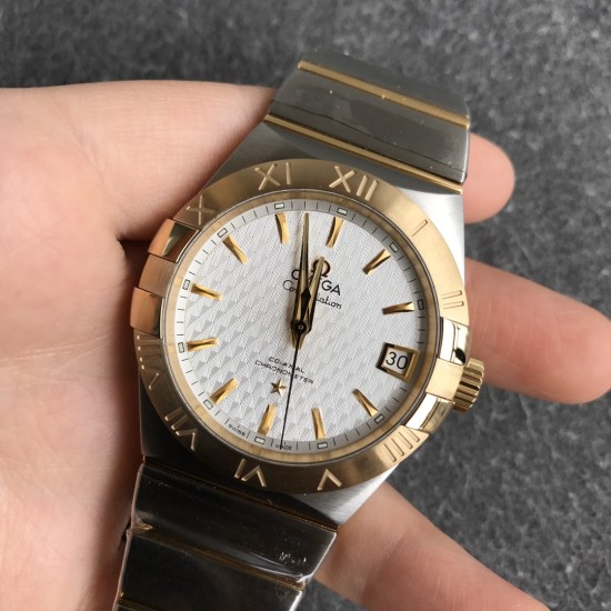  Omega-Constellation Co-Axial 38mm YG/SS White VSF Asia 8500