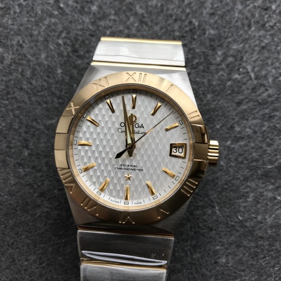  Omega-Constellation Co-Axial 38mm YG/SS White VSF Asia 8500