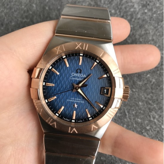  Omega-Constellation Co-Axial 38mm RG/SS Blue VSF Asia 8500