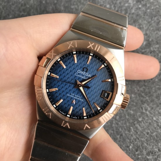  Omega-Constellation Co-Axial 38mm RG/SS Blue VSF Asia 8500