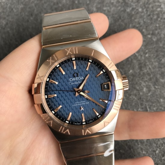  Omega-Constellation Co-Axial 38mm RG/SS Blue VSF Asia 8500