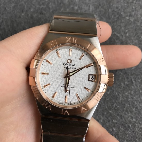  Omega-Constellation Co-Axial 38mm RG/SS White VSF Asia 8500
