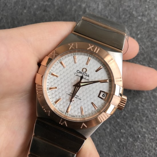  Omega-Constellation Co-Axial 38mm RG/SS White VSF Asia 8500