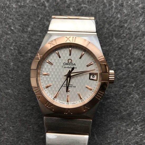  Omega-Constellation Co-Axial 38mm RG/SS White VSF Asia 8500