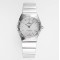  Omega-Constellation Ladies 28mm SS/SS White Patterned Dial Stk AF Swiss Qtz