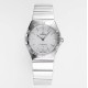  Omega-Constellation Ladies 28mm SS/SS White Patterned Dial Stk AF Swiss Qtz