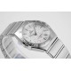  Omega-Constellation Ladies 28mm SS/SS White Patterned Dial Stk AF Swiss Qtz