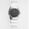  Omega-Constellation Ladies 28mm SS/SS Black Patterned Dial Stk AF Swiss Qtz