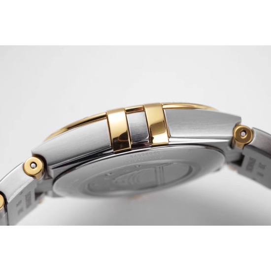  Omega-Constellation Ladies 28mm Diamonds YG/SS Gold Dial Dia AF Swiss Qtz
