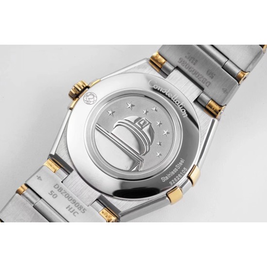 Omega-Constellation Ladies 28mm YG/SS Gold Dial Dia AF Swiss Qtz