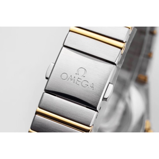  Omega-Constellation Ladies 28mm YG/SS Gold Dial Dia AF Swiss Qtz