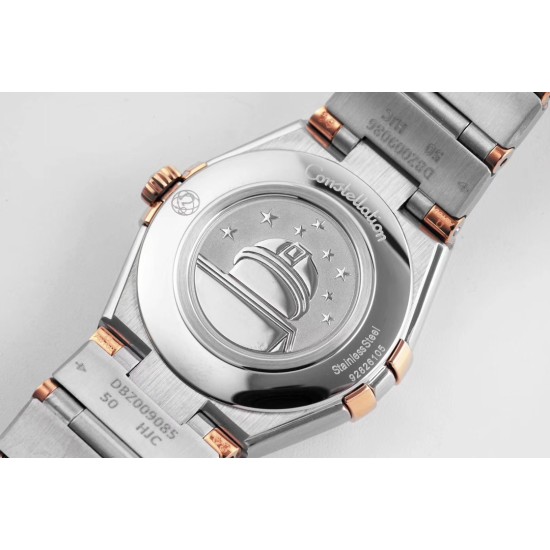  Omega-Constellation Ladies 28mm Diamonds RG/SS RG Dial Dia AF Swiss Qtz