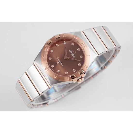  Omega-Constellation Ladies 28mm RG/SS RG Dial Dia AF Swiss Qtz