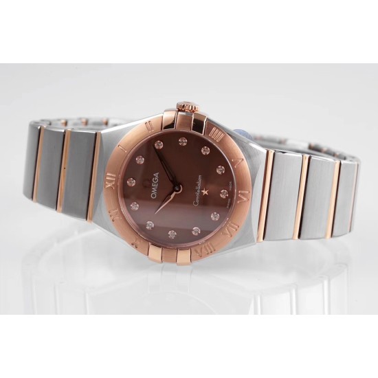  Omega-Constellation Ladies 28mm RG/SS RG Dial Dia AF Swiss Qtz