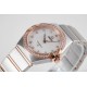  Omega-Constellation Ladies 28mm Diamonds RG/SS White Dial Dia AF Swiss Qtz