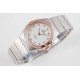  Omega-Constellation Ladies 28mm Diamonds RG/SS White Dial Dia AF Swiss Qtz