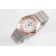 Omega-Constellation Ladies 28mm RG/SS White Dial Dia AF Swiss Qtz