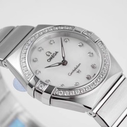  Omega-Constellation Ladies 28mm Diamonds SS/SS White Dial Dial AF Swiss Qtz