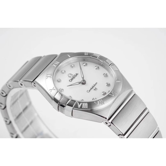  Omega-Constellation Ladies 28mm SS/SS White Dial Dial AF Swiss Qtz