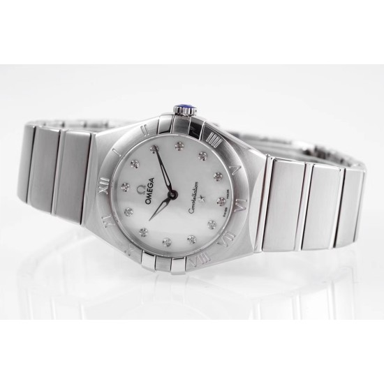  Omega-Constellation Ladies 28mm SS/SS White Dial Dial AF Swiss Qtz