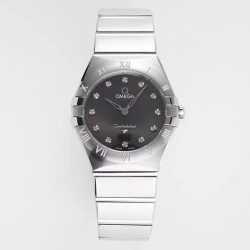  Omega-Constellation Ladies 28mm SS/SS Black Dial Dial AF Swiss Qtz