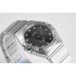  Omega-Constellation Ladies 28mm SS/SS Black Dial Dial AF Swiss Qtz