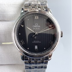  Omega-De Ville Prestige Mens 39MM SS/SS Black Patterned TWF Asia 2824