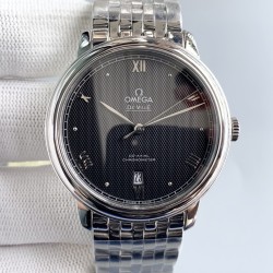  Omega-De Ville Prestige Mens 39MM SS/SS Black Patterned TWF Asia 2824