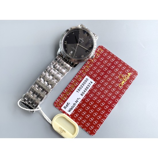  Omega-De Ville Prestige Mens 39MM SS/SS Black Patterned TWF Asia 2824