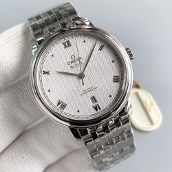  Omega-De Ville Prestige Mens 39MM SS/SS White Patterned TWF Asia 2824