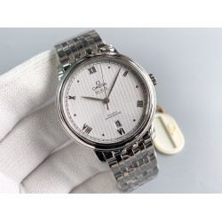  Omega-De Ville Prestige Mens 39MM SS/SS White Patterned TWF Asia 2824