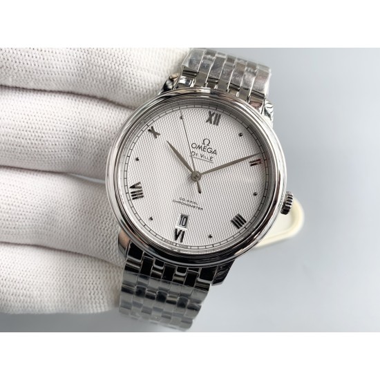  Omega-De Ville Prestige Mens 39MM SS/SS White Patterned TWF Asia 2824