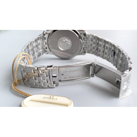  Omega-De Ville Prestige Mens 39MM SS/SS White Patterned TWF Asia 2824