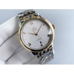  Omega-De Ville Prestige Mens 39MM YG/SS White Patterned Dial TWF Asia 2824