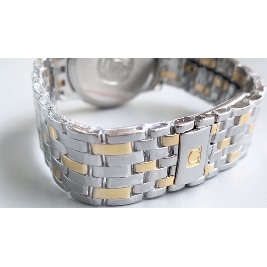  Omega-De Ville Prestige Mens 39MM YG/SS White Patterned Dial TWF Asia 2824