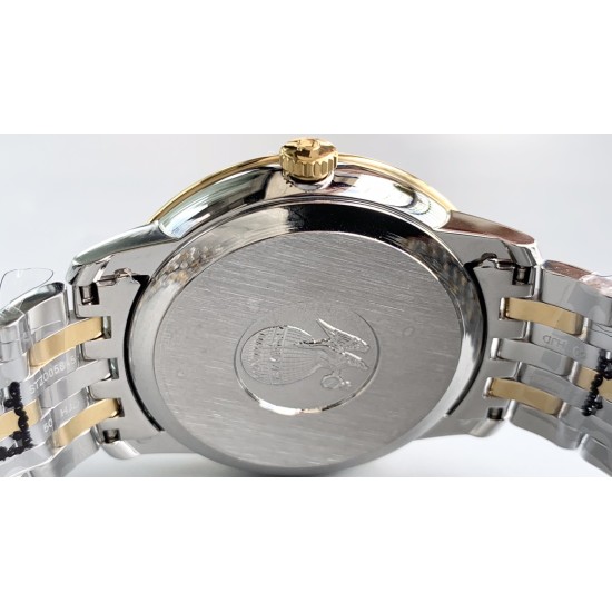  Omega-De Ville Prestige Mens 39MM YG/SS White Patterned Dial TWF Asia 2824