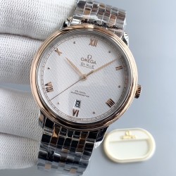  Omega-De Ville Prestige Mens 39MM RG/SS White Patterned Dial TWF Asia 2824