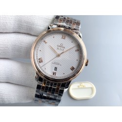  Omega-De Ville Prestige Mens 39MM RG/SS White Patterned Dial TWF Asia 2824