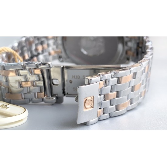  Omega-De Ville Prestige Mens 39MM RG/SS White Patterned Dial TWF Asia 2824