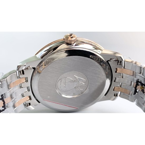  Omega-De Ville Prestige Mens 39MM RG/SS White Patterned Dial TWF Asia 2824