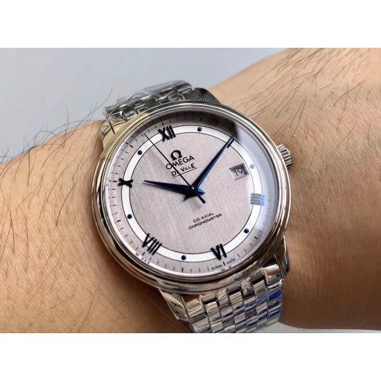  Omega-De Ville Prestige Mens 40MM SS/SS Silver TWF Asia 2824